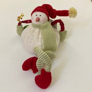 Raz NWT Snowman Plush Red & Green Accents Christmas holiday decoration